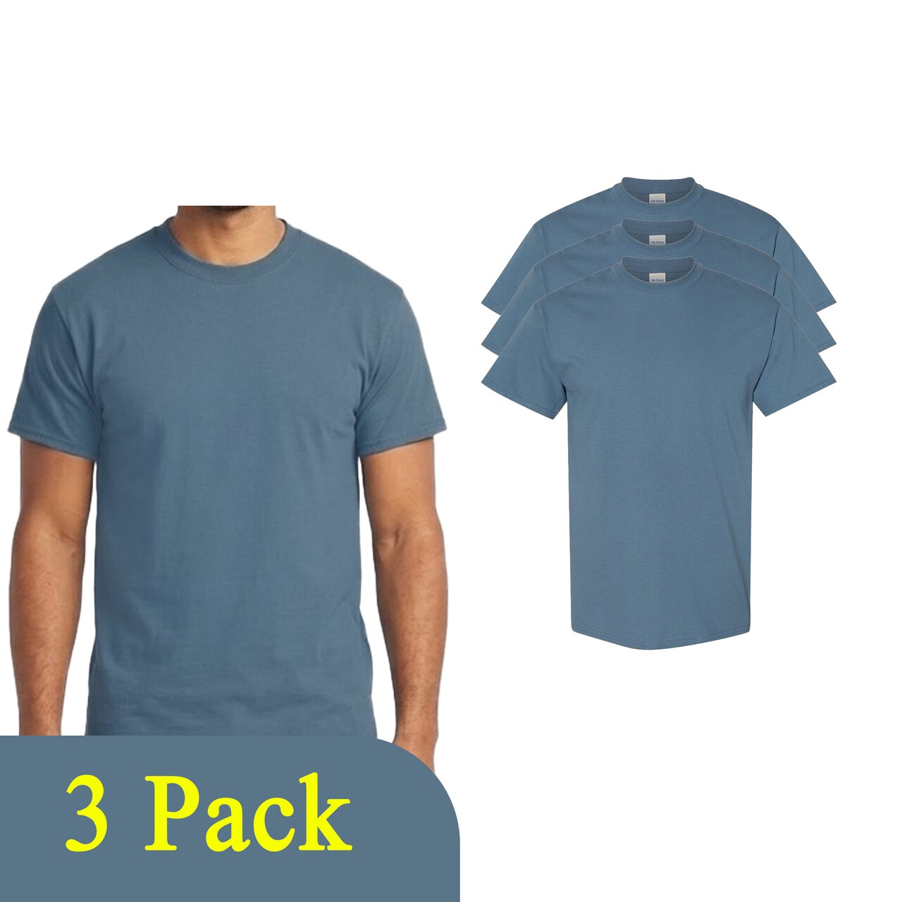 Gildan Heavy Cotton DIY Indigo Blue T-Shirt, Adult's Craft Blanks Multi Pack Tee